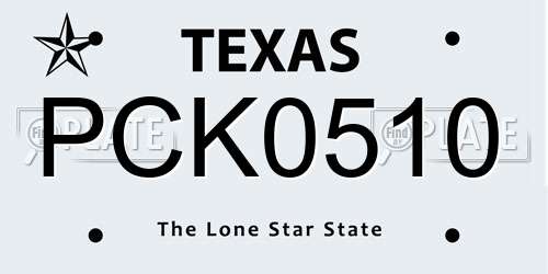 PCK0510 Texas License Plate