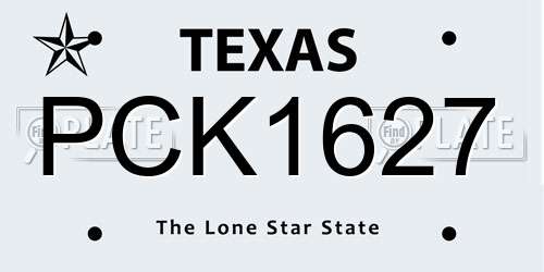 PCK1627 Texas License Plate