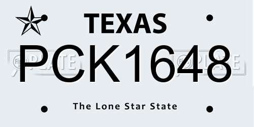 PCK1648 Texas License Plate