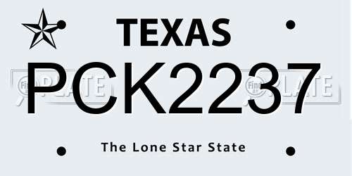 PCK2237 Texas License Plate