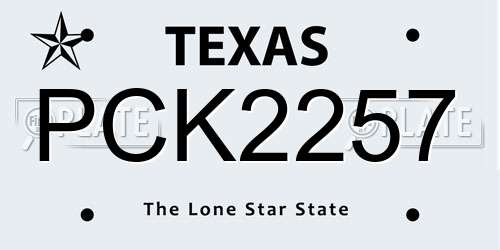 PCK2257 Texas License Plate