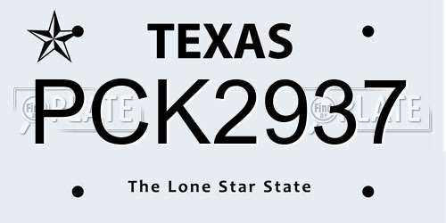 PCK2937 Texas License Plate