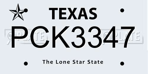PCK3347 Texas License Plate
