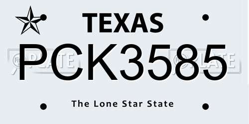 PCK3585 Texas License Plate