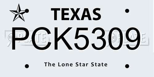 PCK5309 Texas License Plate