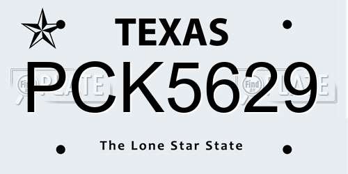 PCK5629 Texas License Plate