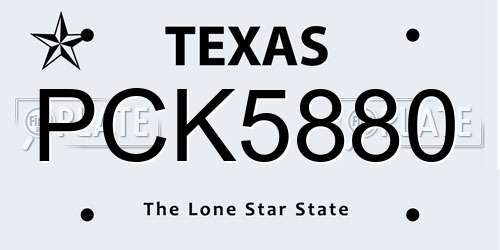 PCK5880 Texas License Plate