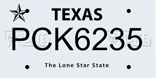 PCK6235 Texas License Plate
