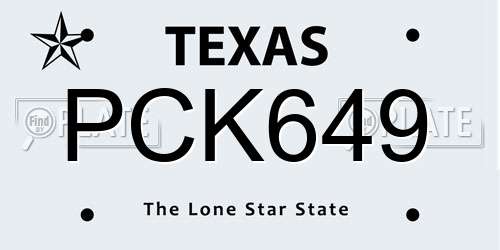 PCK649 Texas License Plate