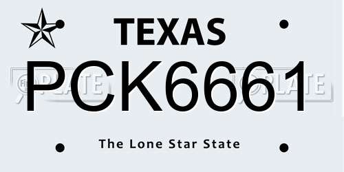 PCK6661 Texas License Plate