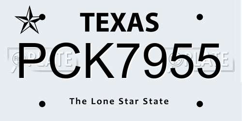 PCK7955 Texas License Plate