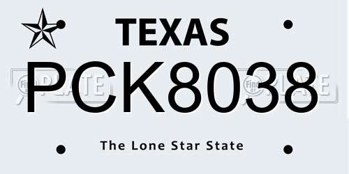 PCK8038 Texas License Plate