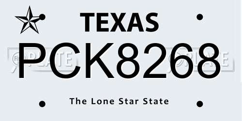 PCK8268 Texas License Plate