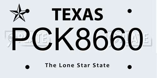 PCK8660 Texas License Plate