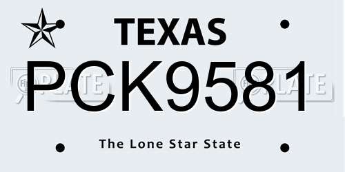 PCK9581 Texas License Plate