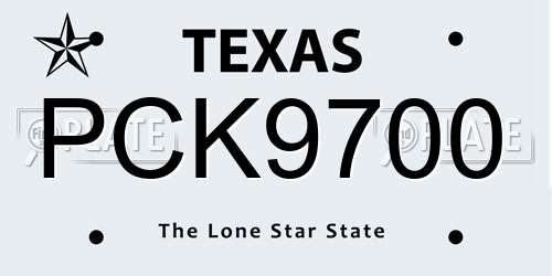 PCK9700 Texas License Plate