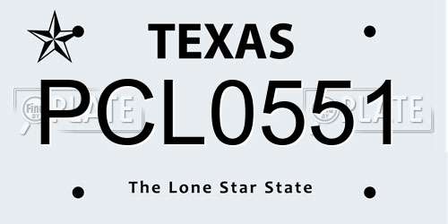 PCL0551 Texas License Plate