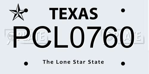 PCL0760 Texas License Plate