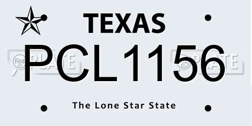 PCL1156 Texas License Plate