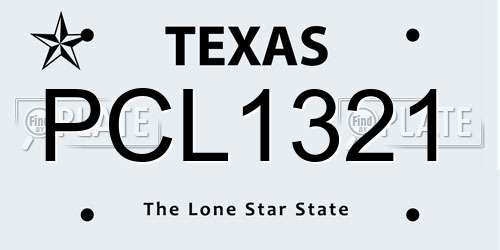 PCL1321 Texas License Plate