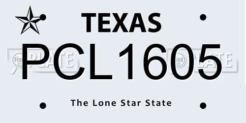 PCL1605 Texas License Plate
