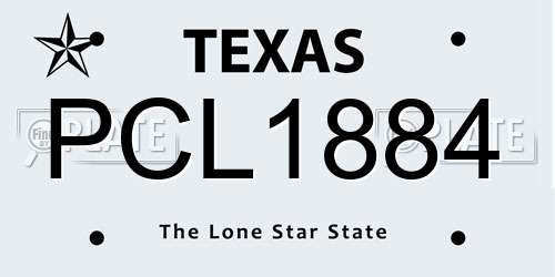 PCL1884 Texas License Plate