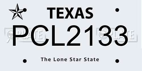PCL2133 Texas License Plate