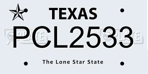 PCL2533 Texas License Plate