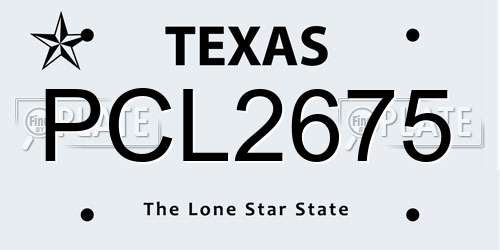 PCL2675 Texas License Plate