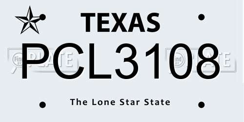 PCL3108 Texas License Plate