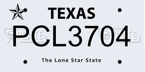 PCL3704 Texas License Plate