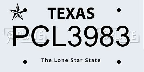 PCL3983 Texas License Plate