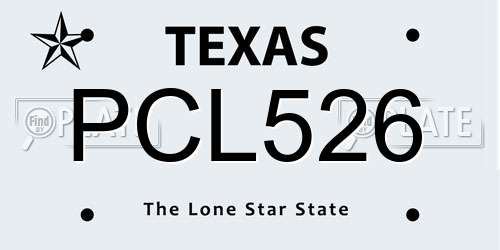 PCL526 Texas License Plate