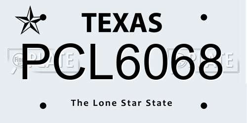 PCL6068 Texas License Plate