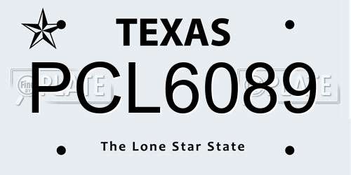 PCL6089 Texas License Plate