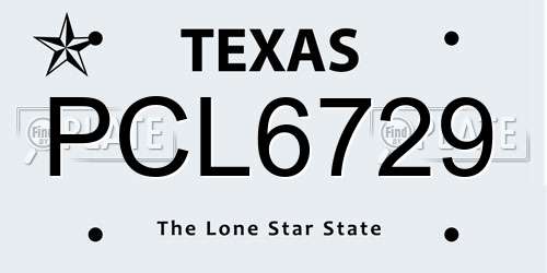 PCL6729 Texas License Plate