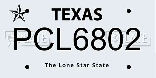 PCL6802 Texas License Plate