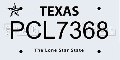 PCL7368 Texas License Plate