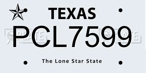 PCL7599 Texas License Plate