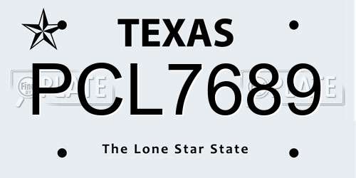 PCL7689 Texas License Plate
