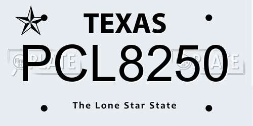 PCL8250 Texas License Plate