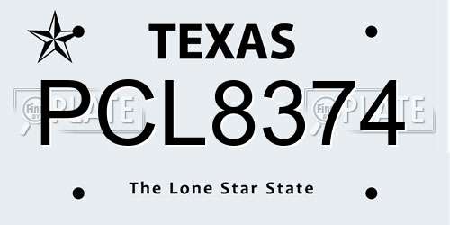 PCL8374 Texas License Plate