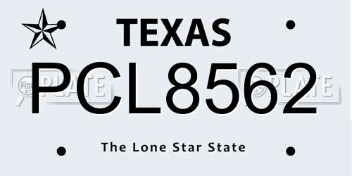PCL8562 Texas License Plate