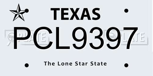 PCL9397 Texas License Plate