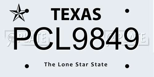 PCL9849 Texas License Plate