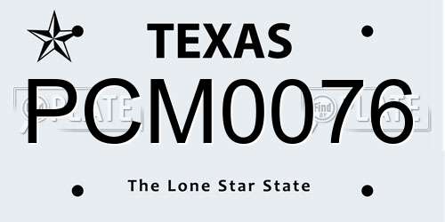 PCM0076 Texas License Plate