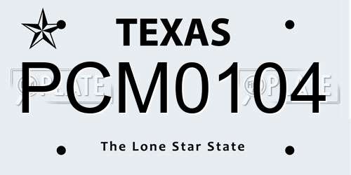 PCM0104 Texas License Plate