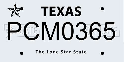 PCM0365 Texas License Plate