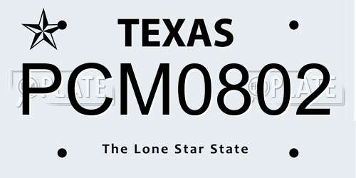 PCM0802 Texas License Plate