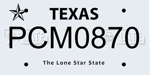 PCM0870 Texas License Plate